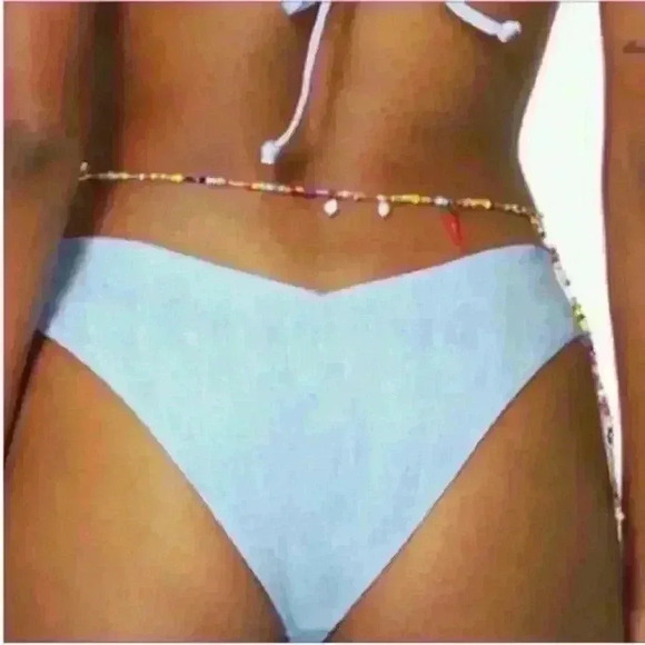 WeWoreWhat- "Delilah" Bikini Bottom In Pique Denim Texture Size XL- NWT! - Picture 3 of 11